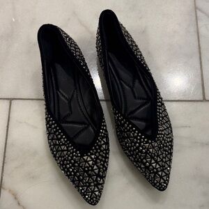 Black Studded Women's Flats